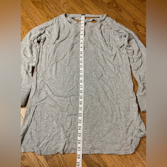 Kersh Grey Lattice Back Tunic Top Long Sleeve Side Slits - Size Large - Picture 6 of 8